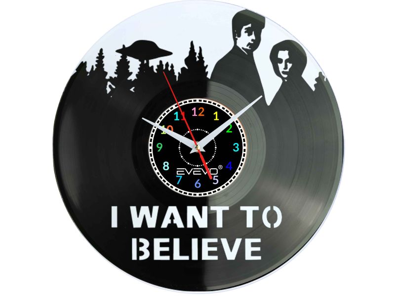 Z ARCHIWUM X  SERIAL TV USA KOSMICI X-FILES ZEGAR ŚCIENNY FLUORESCENCYJNE TŁO PŁYTA WINYLOWA PREZENT UPOMINEKA GIFT EVEVO F0091