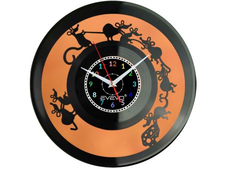 MYSZ SZCZUREK MYSZKA I SER ZEGAR ŚCIENNY FLUORESCENCYJNE TŁO PŁYTA WINYLOWA PREZENT UPOMINEKA GIFT EVEVO W0093 AMAZON