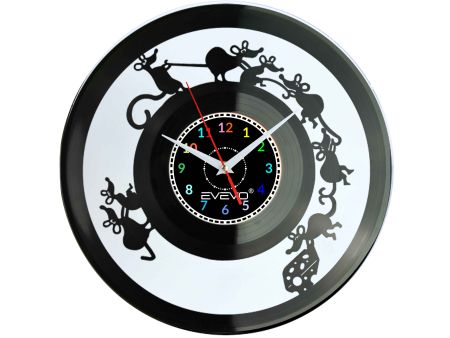 MYSZ SZCZUREK MYSZKA I SER ZEGAR ŚCIENNY FLUORESCENCYJNE TŁO PŁYTA WINYLOWA PREZENT UPOMINEKA GIFT EVEVO W0093 ALLEGRO