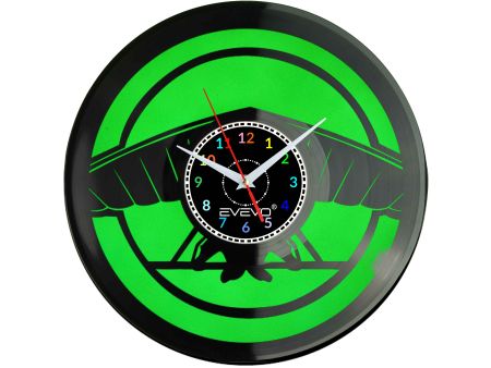 ZEGAR ŚCIENNY PARALOTNICTWO LATANIE SZYBOWANIE FLUORESCENCYJNE TŁO PŁYTA WINYLOWA PREZENT UPOMINEKA GIFT SOUVENIR EVEVO W0095