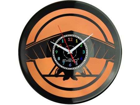 ZEGAR ŚCIENNY PARALOTNICTWO LATANIE SZYBOWANIE FLUORESCENCYJNE TŁO PŁYTA WINYLOWA PREZENT UPOMINEKA GIFT SOUVENIR EVEVO F0095