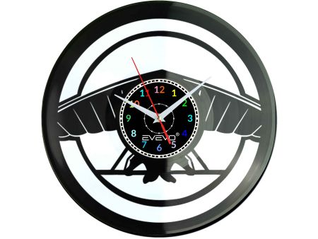 ZEGAR ŚCIENNY PARALOTNICTWO LATANIE SZYBOWANIE FLUORESCENCYJNE TŁO PŁYTA WINYLOWA PREZENT UPOMINEKA GIFT SOUVENIR EVEVO F0095