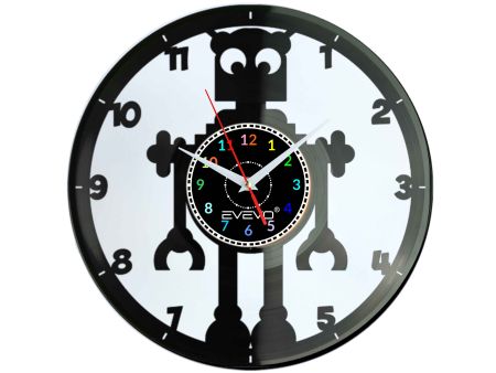 ZEGAR ŚCIENNY ROBOT Z PRZYSZŁOŚCI FLUORESCENCYJNE TŁO PŁYTA WINYLOWA PREZENT UPOMINEKA GIFT SOUVENIR EVEVO W0096 GOOGLE