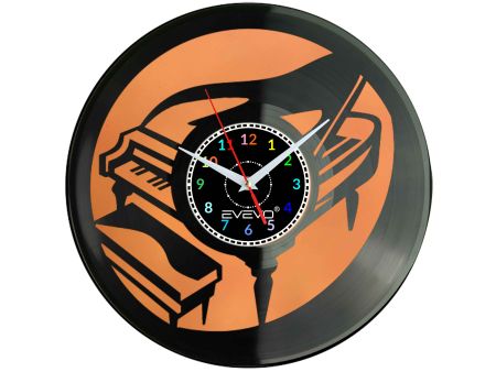 ZEGAR ŚCIENNY MUZYKA FORTEPIAN PIANOFORTE FLUORESCENCYJNE TŁO PŁYTA WINYLOWA PREZENT UPOMINEKA GIFT SOUVENIR EVEVO W0096 EBAY