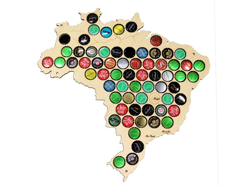 Brazylia Mapa Piwo Na Kapsle Tablica Piwa Piwna 3 Kolory Do Wyboru Na Prezent Dla Niego M0006 50x40