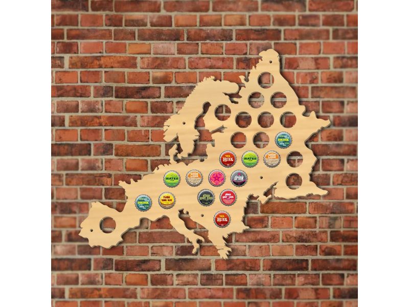 Europa Mapa Mini Piwo Na Kapsle Tablica Piwa Piwna 3 Kolorów Do Wyboru Na Prezent Dla Niego M0022 50x50 cm