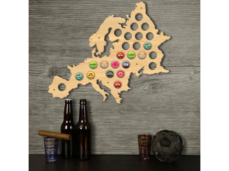 Europa Mapa Mini Piwo Na Kapsle Tablica Piwa Piwna 3 Kolorów Do Wyboru Na Prezent Dla Niego M0022 50x50 cm