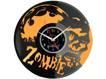 ZEGAR ŚCIENNY ZOMBIE KOLOROWE TŁO PŁYTA WINYLOWA WINYL PREZENT UPOMINEK URODZINY DLA NIEJ DLA NIEGO EVEVO EVEVO.PL C0001