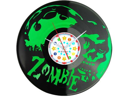 ZEGAR ŚCIENNY ZOMBIE KOLOROWE TŁO PŁYTA WINYLOWA WINYL PREZENT UPOMINEK URODZINY DLA NIEJ DLA NIEGO EVEVO EVEVO.PL C0001