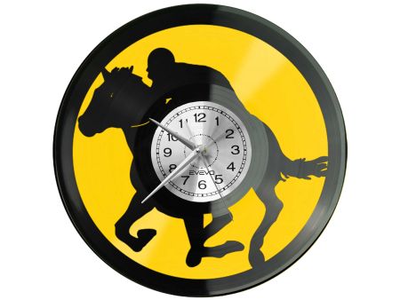 Zegar Ścienny Koń Wyścigowy Pełnej Krwi Dekoracyjny Płyta Winylowa Cichy Mechanizm Prezent Dla Miłośnika Koni EVEVO C0003