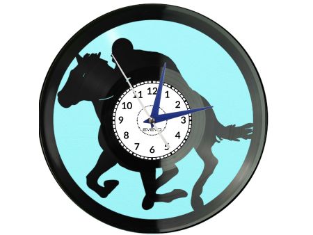 Zegar Ścienny Koń Wyścigowy Pełnej Krwi Dekoracyjny Płyta Winylowa Cichy Mechanizm Prezent Dla Miłośnika Koni EVEVO C0003