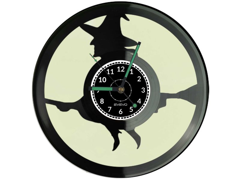 Zegar Ścienny Zegar Teściowej Czarownica Płyta Winylowa Oryginalny Prezent Humorystyczny Dekoracja EVEVO C0004