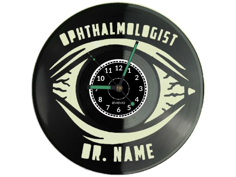 Zegar Lekarza Okulisty Oftalmolog Zegar Ścienny Płyta Winylowa Oryginalny Prezent Medyczny Dla Lekarza EVEVO C0005
