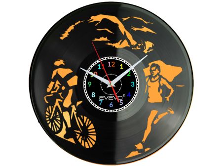 Zegar Ścienny Ironman Triathlon Sportowiec Winylowy Dekoracyjny Nowoczesny Prezent Dla Niego Dla Niej EVEVO