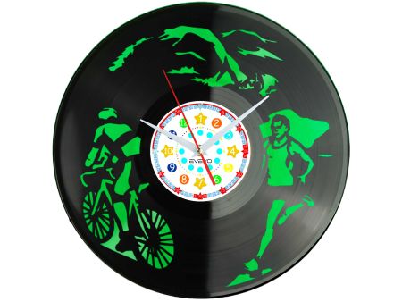 Zegar Ścienny Ironman Triathlon Sportowiec Winylowy Dekoracyjny Nowoczesny Prezent Dla Niego Dla Niej EVEVO
