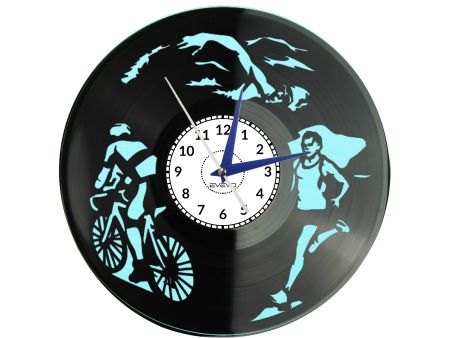 Zegar Ścienny Ironman Triathlon Sportowiec Winylowy Dekoracyjny Nowoczesny Prezent Dla Niego Dla Niej C0010 EVEVO