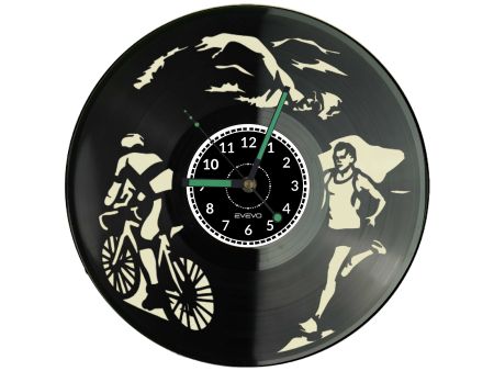 Zegar Ścienny Ironman Triathlon Sportowiec Winylowy Dekoracyjny Nowoczesny Prezent Dla Niego Dla Niej C0010 EVEVO