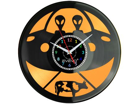 zegar scienny winylowy, zegar UFO, zegar statek kosmiczny, dekoracja pokoju sci fi, prezent dla milosnika kosmosu