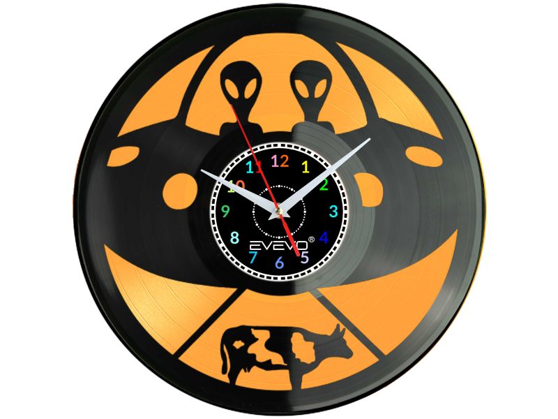 zegar scienny winylowy, zegar UFO, zegar statek kosmiczny, dekoracja pokoju sci fi, prezent dla milosnika kosmosu