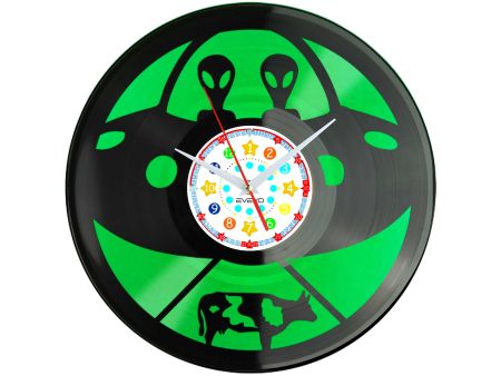 zegar scienny winylowy, zegar UFO, zegar statek kosmiczny, dekoracja pokoju sci fi, prezent dla milosnika kosmosu