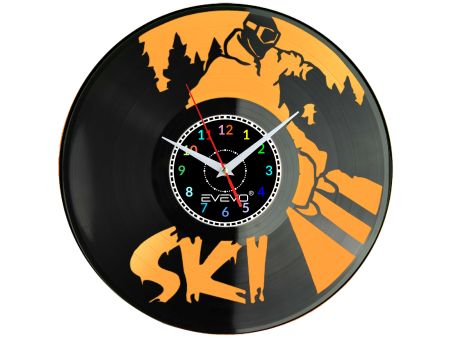 zegar ścienny winylowy, zegar ski, zegar narciarstwo, zegar narty, dekoracja pokoju młodzieżowego