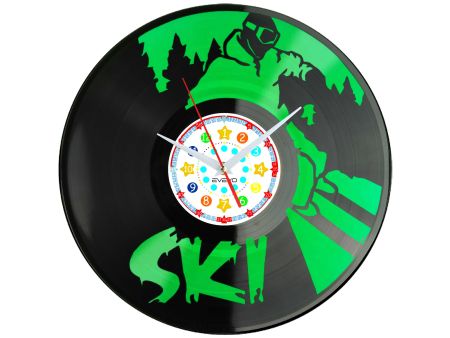 zegar ścienny winylowy, zegar ski, zegar narciarstwo, zegar narty, dekoracja pokoju młodzieżowego