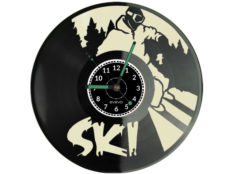 🕒 Zegar EVEVO C0018 ⛷️ Ski Narciarstwo Narty 🎁 Idealny prezent dla miłośników sportów zimowych ❄️ Stylowa dekoracja pokoju ⏰