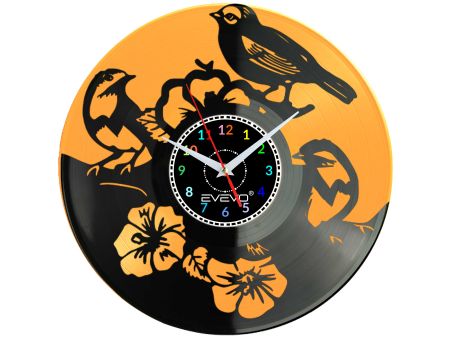 Zegar Ścienny EVEVO C0023 Ptak Ptaszki Skrzydlak Latacz Zegar Dekoracyjny na Winylu Idealny Prezent
