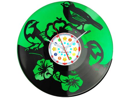 Zegar Ścienny EVEVO C0023 Ptak Ptaszki Skrzydlak Latacz Zegar Dekoracyjny na Winylu Idealny Prezent