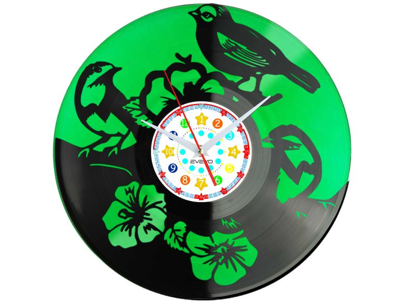 Zegar Ścienny EVEVO C0023 Ptak Ptaszki Skrzydlak Latacz Zegar Dekoracyjny na Winylu Idealny Prezent