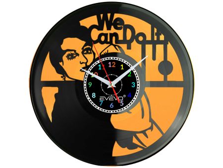Zegar Ścienny Rózia Nitowaczka We Can Do It Płyta Winylowa Winyl Kolorowe Tło Prezent Upominek Urodziny EVEVO C0016
