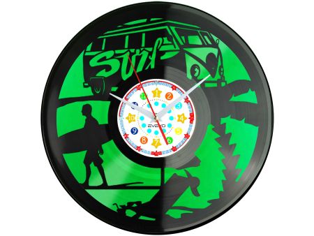🏄‍♂️ ZEGAR ŚCIENNY SURFING JAZDA NA FALI 🌊 PŁYTA WINYLOWA WINYL PREZENT UPOMINEK URODZINY EVEVO C0015