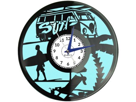 🏄‍♂️ ZEGAR ŚCIENNY SURFING JAZDA NA FALI 🌊 PŁYTA WINYLOWA WINYL PREZENT UPOMINEK URODZINY EVEVO C0015