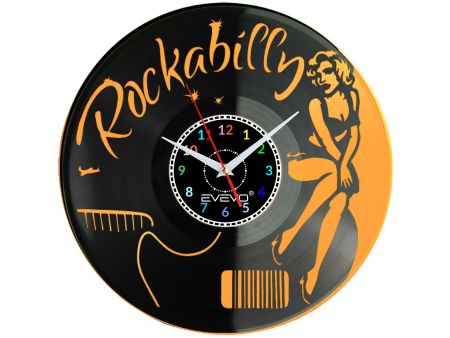 🎸 ZEGAR ŚCIENNY ROCKABILLY ROCK 'n' ROLL 💿 Zegar Winylowy Retro dla Muzyka 🎶 Idealny Prezent w Stylu Vintage EVEVO