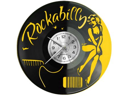 🎸 ZEGAR ŚCIENNY ROCKABILLY ROCK 'n' ROLL 💿 Zegar Winylowy Retro dla Muzyka 🎶 Idealny Prezent w Stylu Vintage EVEVO