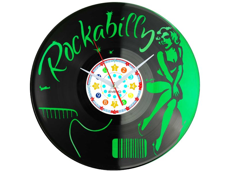 zegar rock and roll, zegar rockabilly, zegar winylowy muzyka, zegar ścienny retro, zegar rockowy, prezent dla muzyka