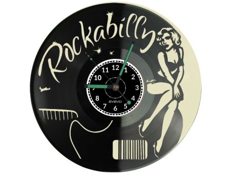🎸 ZEGAR ŚCIENNY ROCKABILLY ROCK 'n' ROLL 💿 Zegar Winylowy Retro dla Muzyka 🎶 Idealny Prezent w Stylu Vintage EVEVO