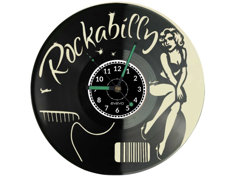 🎸 ZEGAR ŚCIENNY ROCKABILLY ROCK 'n' ROLL 💿 Zegar Winylowy Retro dla Muzyka 🎶 Idealny Prezent w Stylu Vintage EVEVO