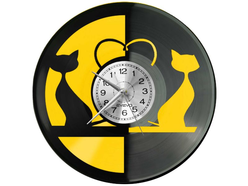 🐱 ZEGAR ŚCIENNY KOT PREZESA DACHOWIEC 💿 Winylowy Zegar Dekoracyjny Prezent Upominek Dla Niej Dla Niego EVEVO