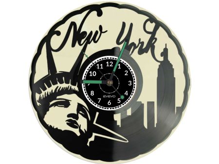 🕒 ZEGAR ŚCIENNY NOWY JORK NYC USA Z PŁYTY WINYLOWEJ KOLOROWE TŁO DLA NIEJ DLA NIEGO PREZENT UPOMINEK PODARUNEK 🎁