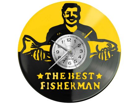 NAJLEPSZY RYBAK WĘDKARSTWO Z PŁYTY WINYLOWEJ KOLOROWE TŁO DLA NIEGO DLA NIEJ PREZENT UPOMINEK