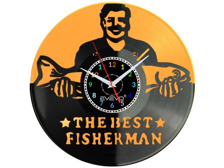 NAJLEPSZY RYBAK WĘDKARSTWO Z PŁYTY WINYLOWEJ KOLOROWE TŁO DLA NIEGO DLA NIEJ PREZENT UPOMINEK