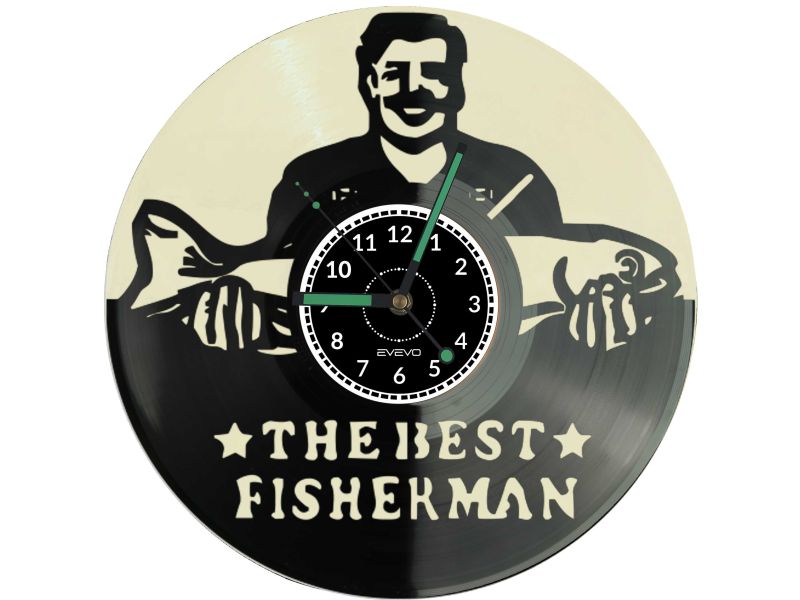 🎣 NAJLEPSZY RYBAK WĘDKARSTWO Z PŁYTY WINYLOWEJ KOLOROWE TŁO DLA NIEGO DLA NIEJ PREZENT UPOMINEK PODARUNEK