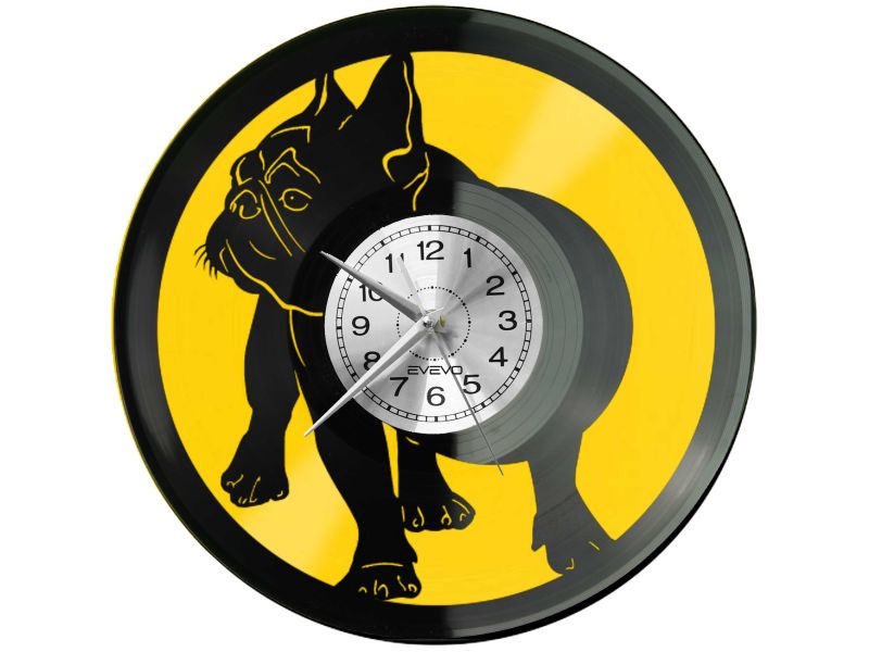 BULDOG FRANCUSKI BULEK FRANCUZ PIES Z PŁYTY WINYLOWEJ KOLOROWE TŁO DLA NIEGO DLA NIEJ PREZENT UPOMINEK PODARUNEK C0034