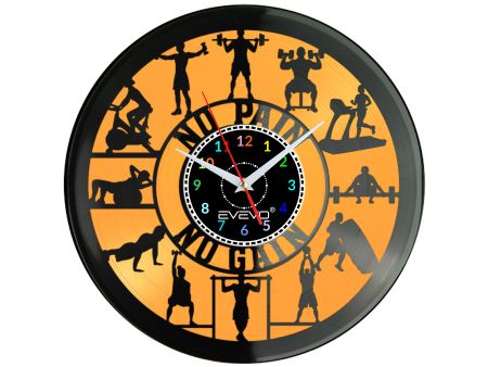 FITNESS NO PAIN NO GAIN Z PŁYTY WINYLOWEJ KOLOROWE TŁO DLA NIEGO DLA NIEJ PREZENT UPOMINEK PODARUNEK C0035