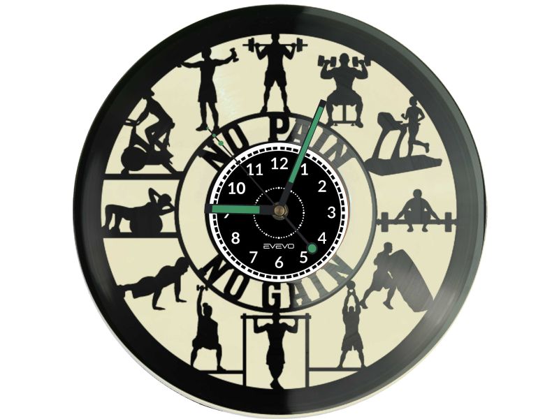 🏋️‍♂️ FITNESS NO PAIN NO GAIN Z PŁYTY WINYLOWEJ KOLOROWE TŁO DLA NIEGO DLA NIEJ PREZENT UPOMINEK PODARUNEK