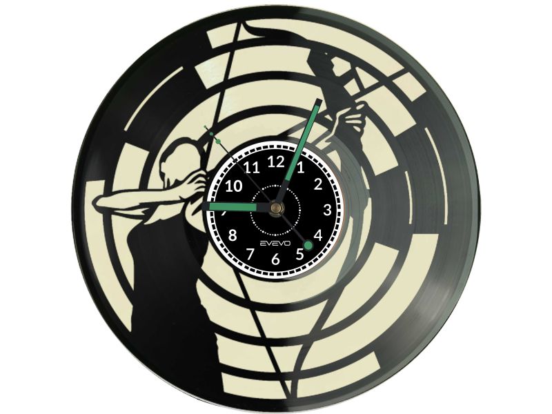 ZEGAR ŚCIENNY ŁUCZNIK STRZELEC ARCHER Z PŁYTY WINYLOWEJ KOLOROWE TŁO DLA NIEGO DLA NIEJ PREZENT UPOMINEK PODARUNEK C0037 EVEVO