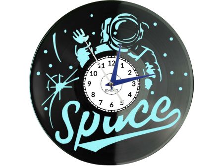 kosmonauta, astronauta, kosmos, zegar z płyty winylowej, kolorowe tło, dla niego dla niej, prezent dla miłośnika kosmosu