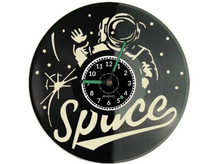 kosmonauta, astronauta, kosmos, zegar z płyty winylowej, kolorowe tło, dla niego dla niej, prezent dla miłośnika kosmosu