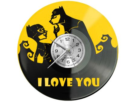 I love you, miłość, serce, zegar z płyty winylowej, kolorowe tło, dla niego dla niej, prezent walentynkowy